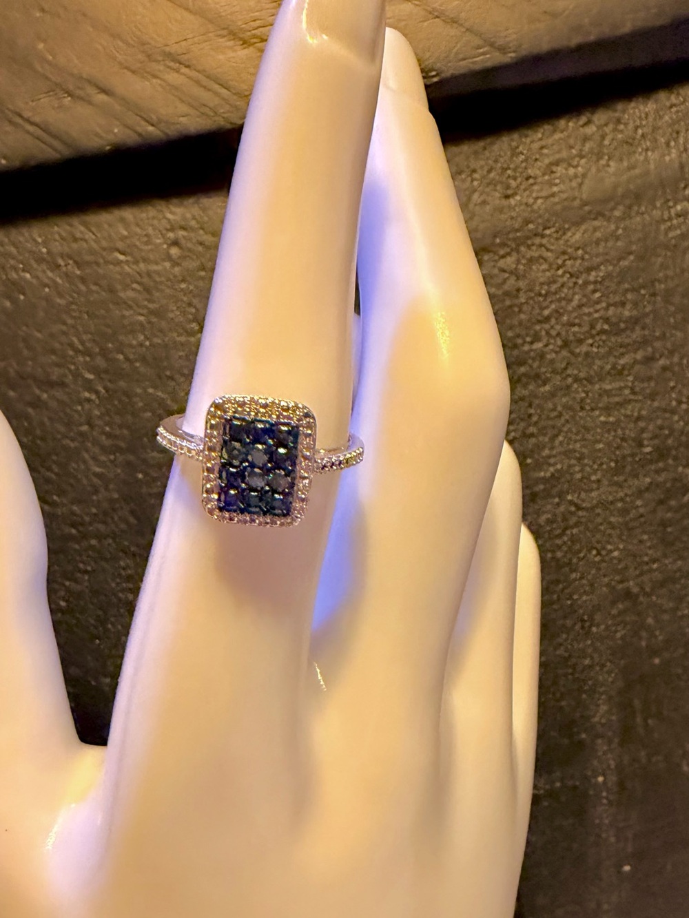 Sterling Silver Blue & White Diamond Halo Ring-0.15 CTW Genuine Diamonds - Picture 9 of 9